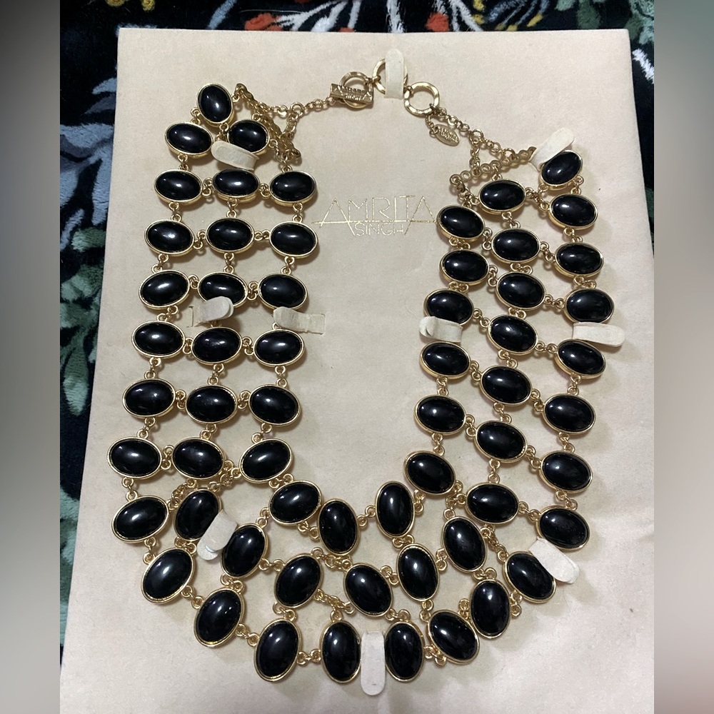 Beautiful Amrita Singh double sided Statement Necklace-Black and White stone.
